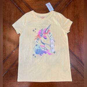 Cat & Jack Pastel Yellow Unicorn Graphic T-Shirt – Girls Size Large NWT